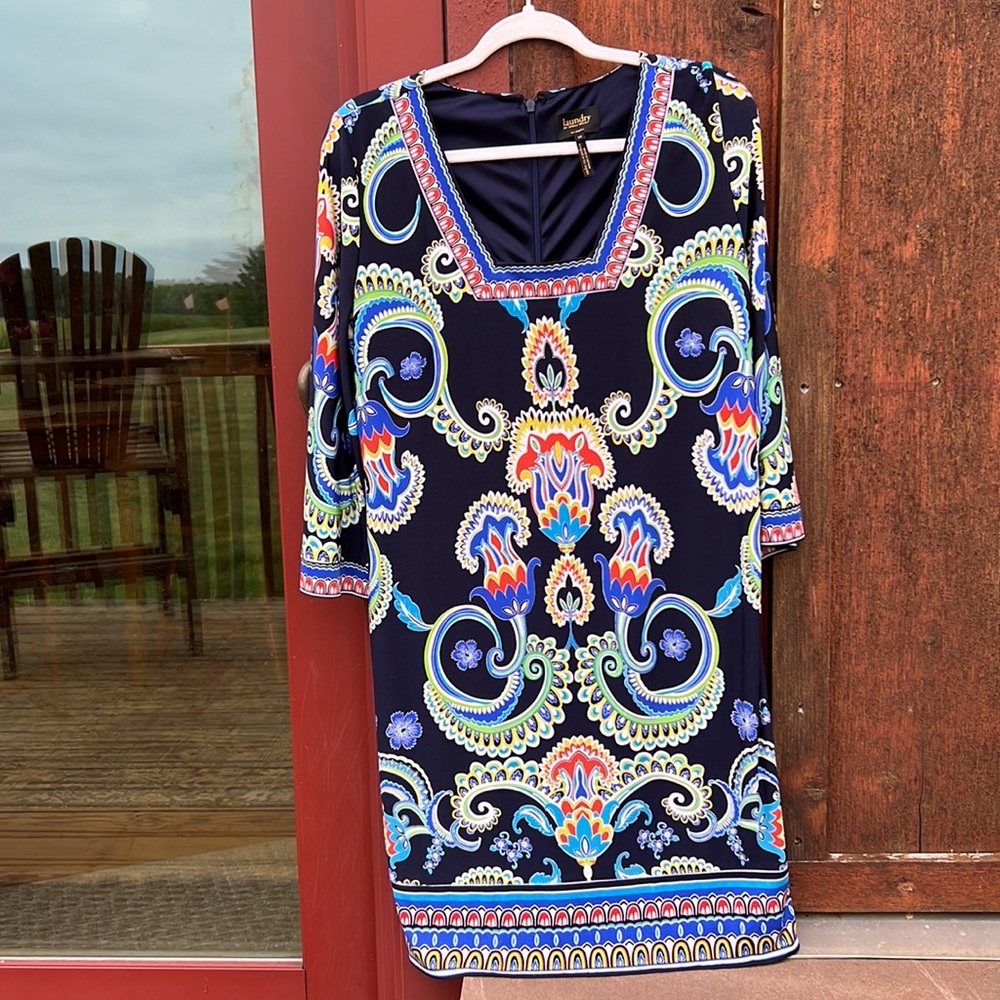 Laundry by Shelli Segel Colorful Batik Floral MIDI Dress sz 10